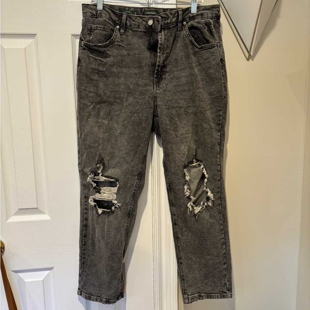 Distressed Black Mom Jeans